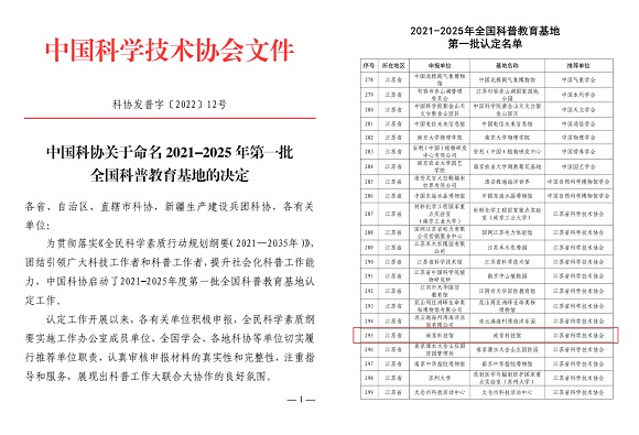 南京科技館入選中國(guó)科協(xié)“科創(chuàng)筑夢(mèng) 助力雙減”試點(diǎn)單位